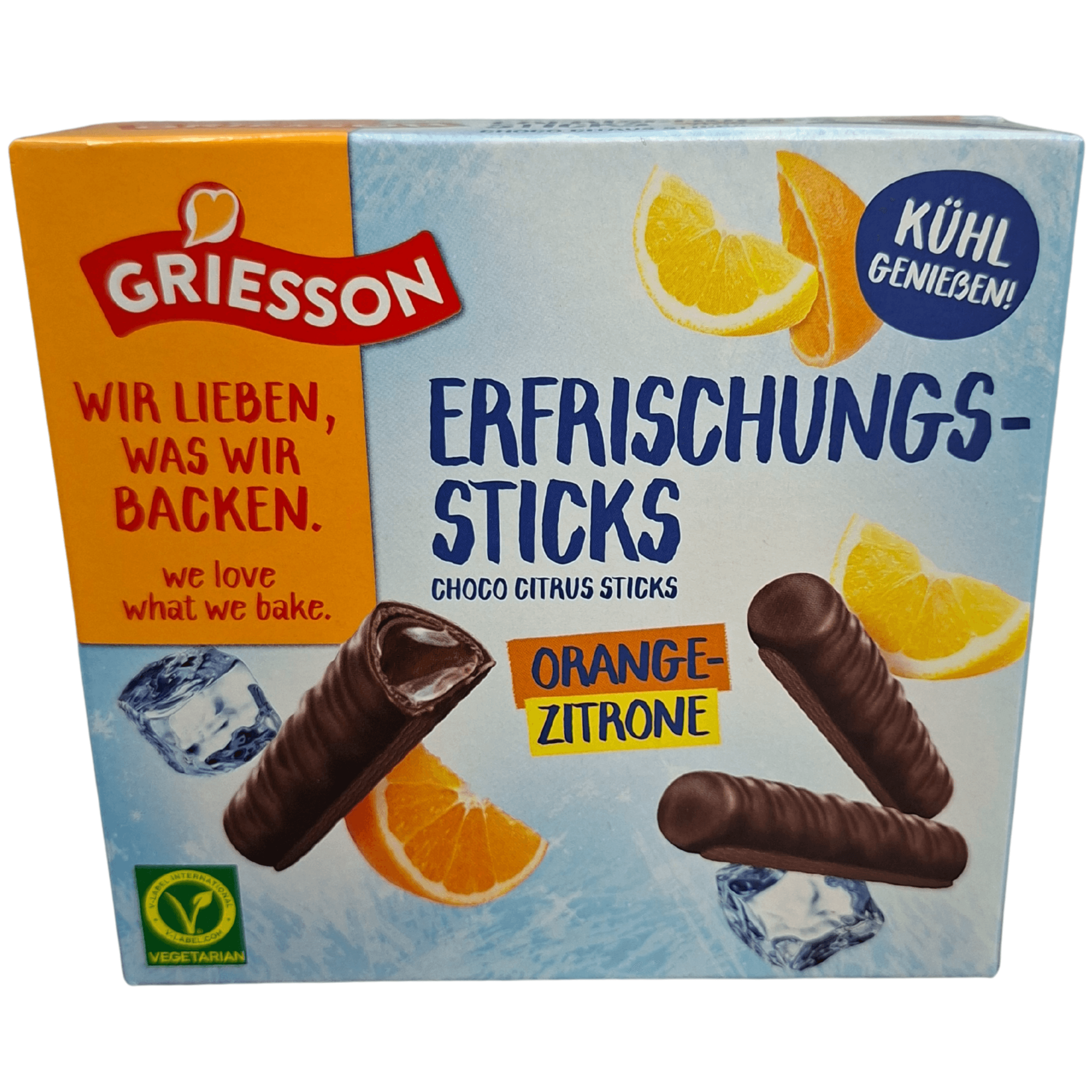 Paluszki czekoladowe o smaku pomarańczy i cytryny – Griesson Erfrischungs-Sticks Orange-Zitrone – 150g