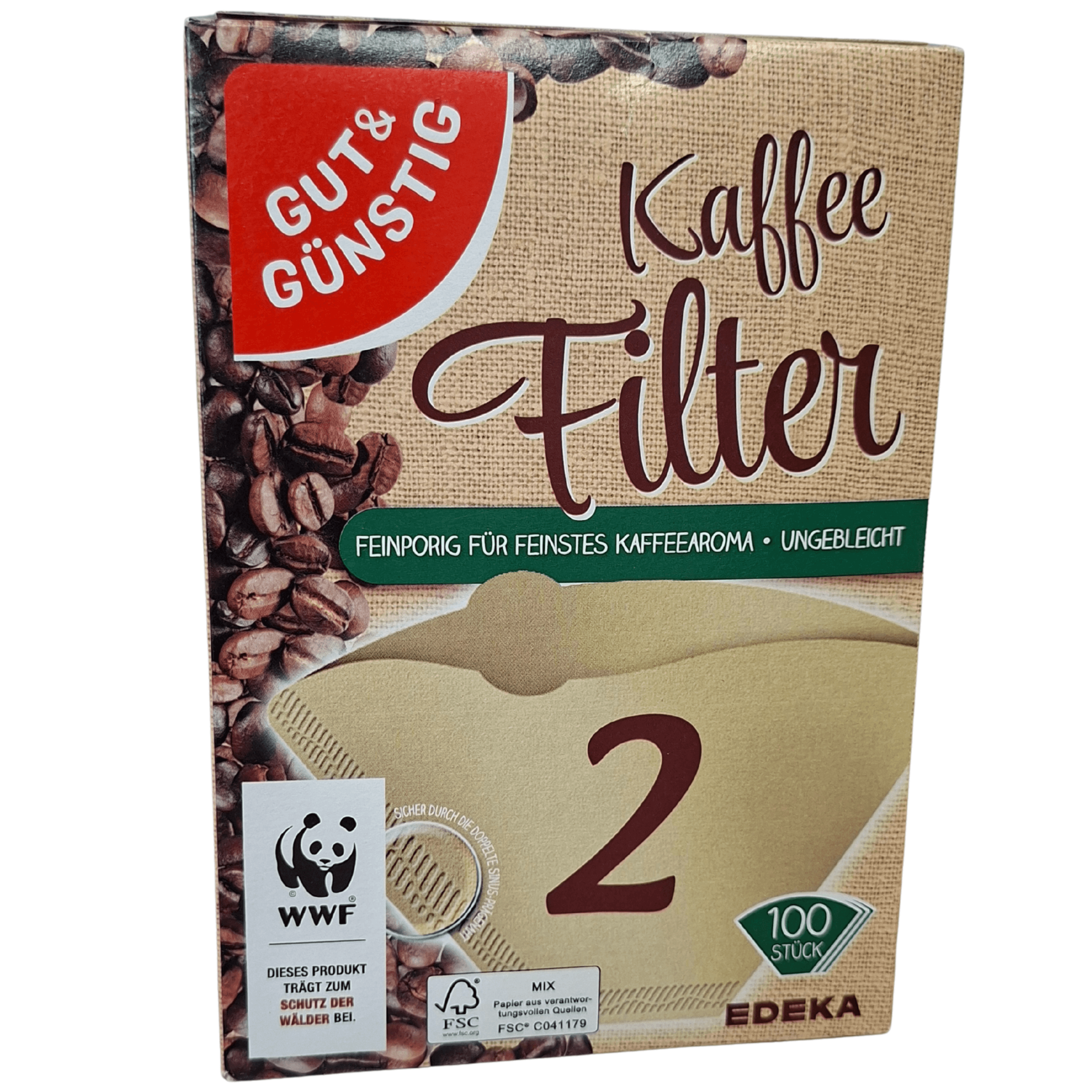 Filtry do kawy Gut & Günstig Kaffee Filter rozmiar 2 – 100 sztuk