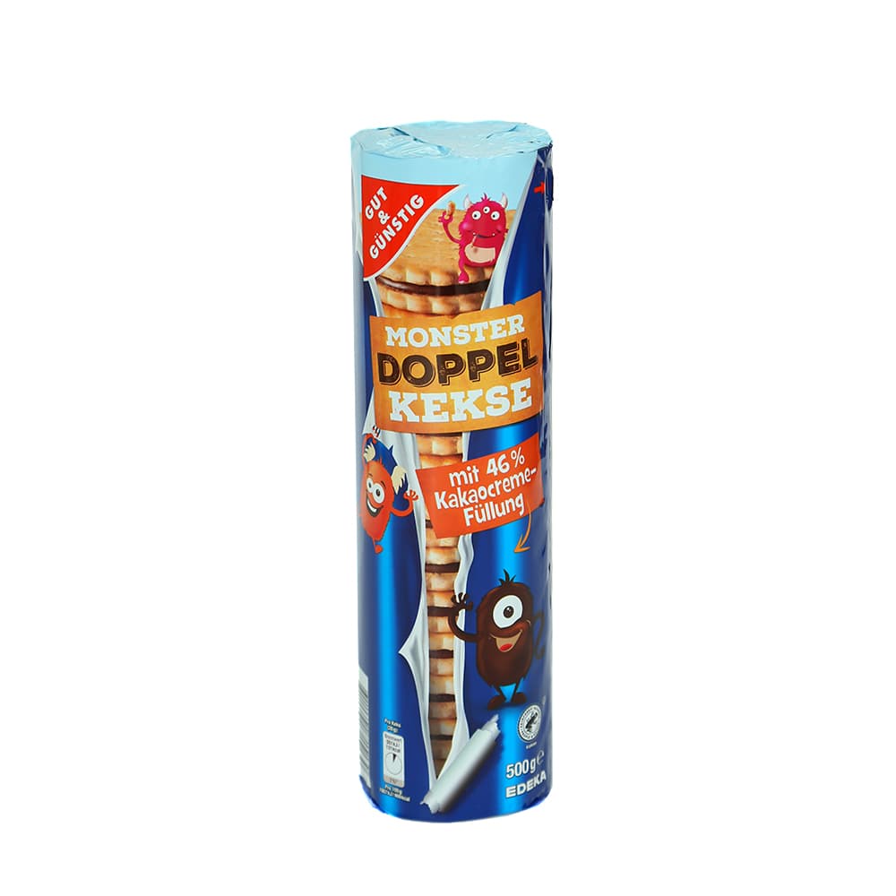 Ciasteczka z kremem kakaowym Gut & Günstig Monster Doppel Kekse 500 g