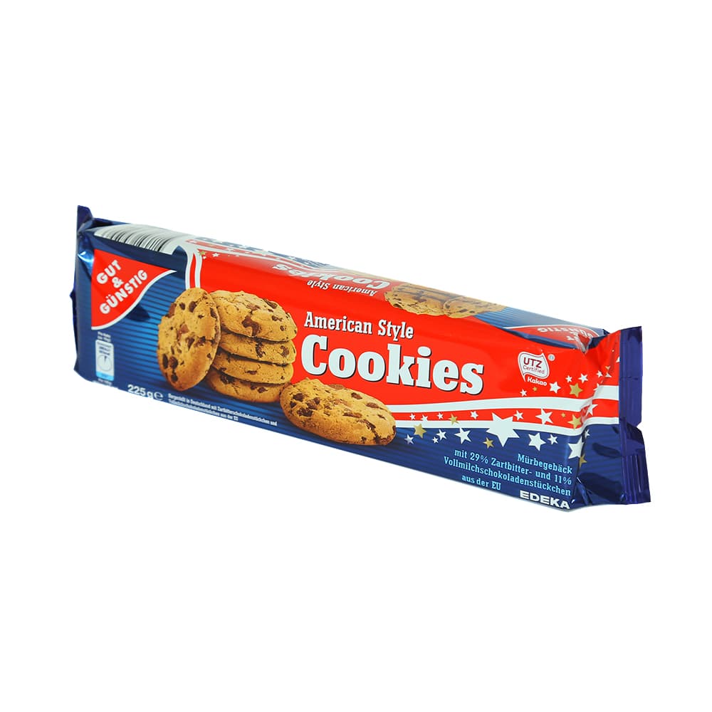 Ciasteczka z kawałkami mlecznej czekolady Gut & Günstig American Style Cookies 225 g