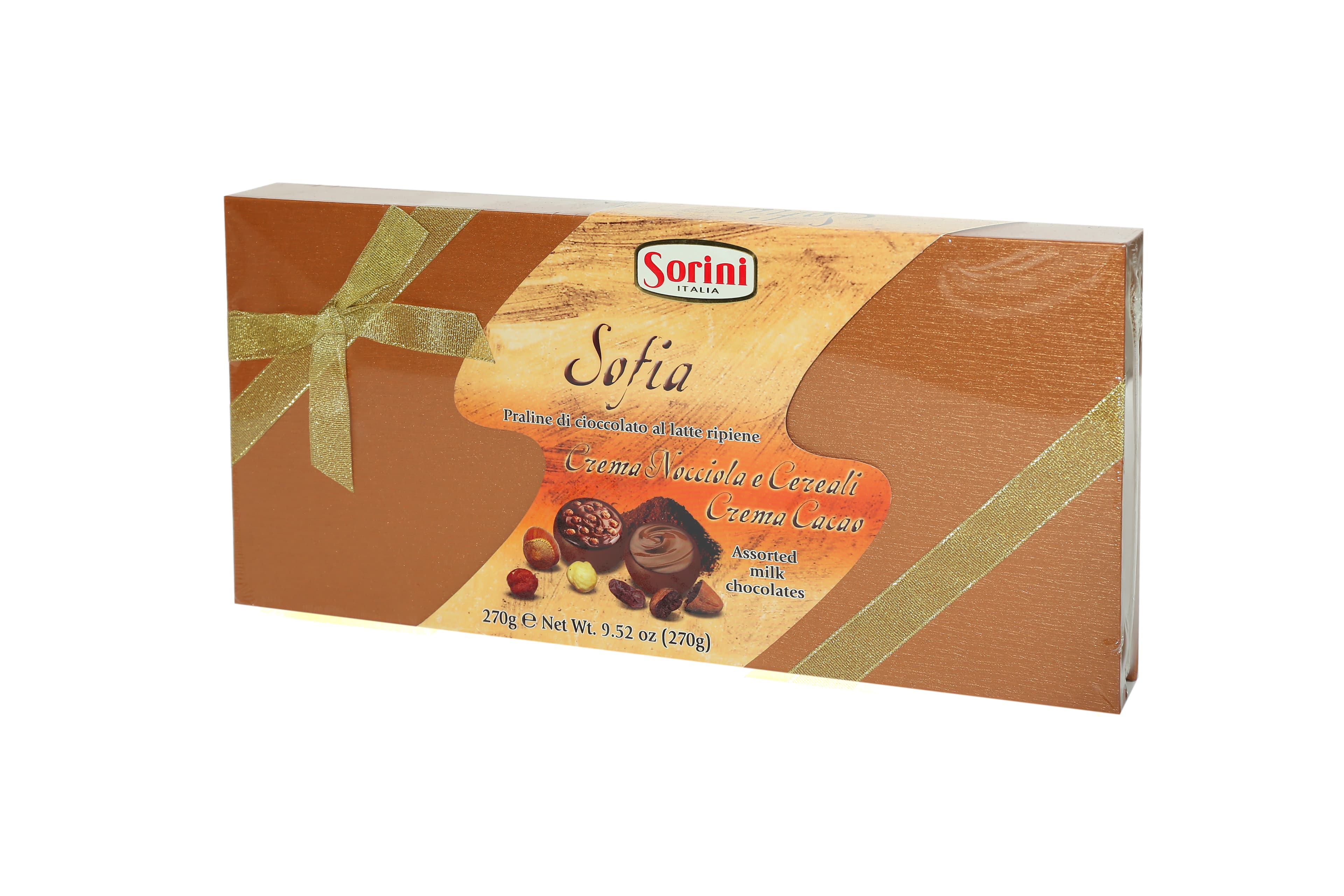 Praliny mleczne Sorini Sofia 270 g – Crema Nocciola e Cereali, Crema Cacao