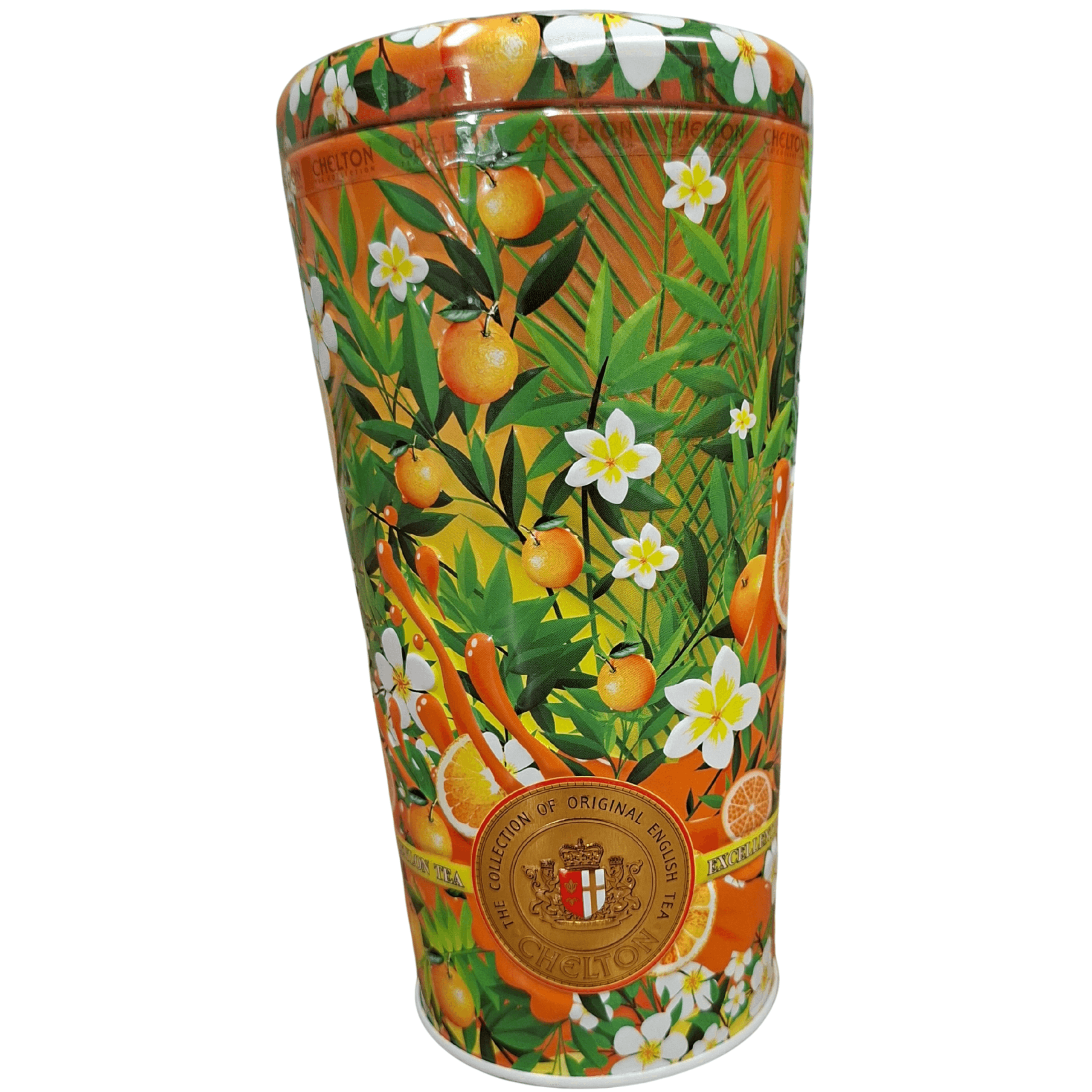 Herbata liściasta Chelton w ozdobnej puszce – motyw pomarańczowy premium 100 g