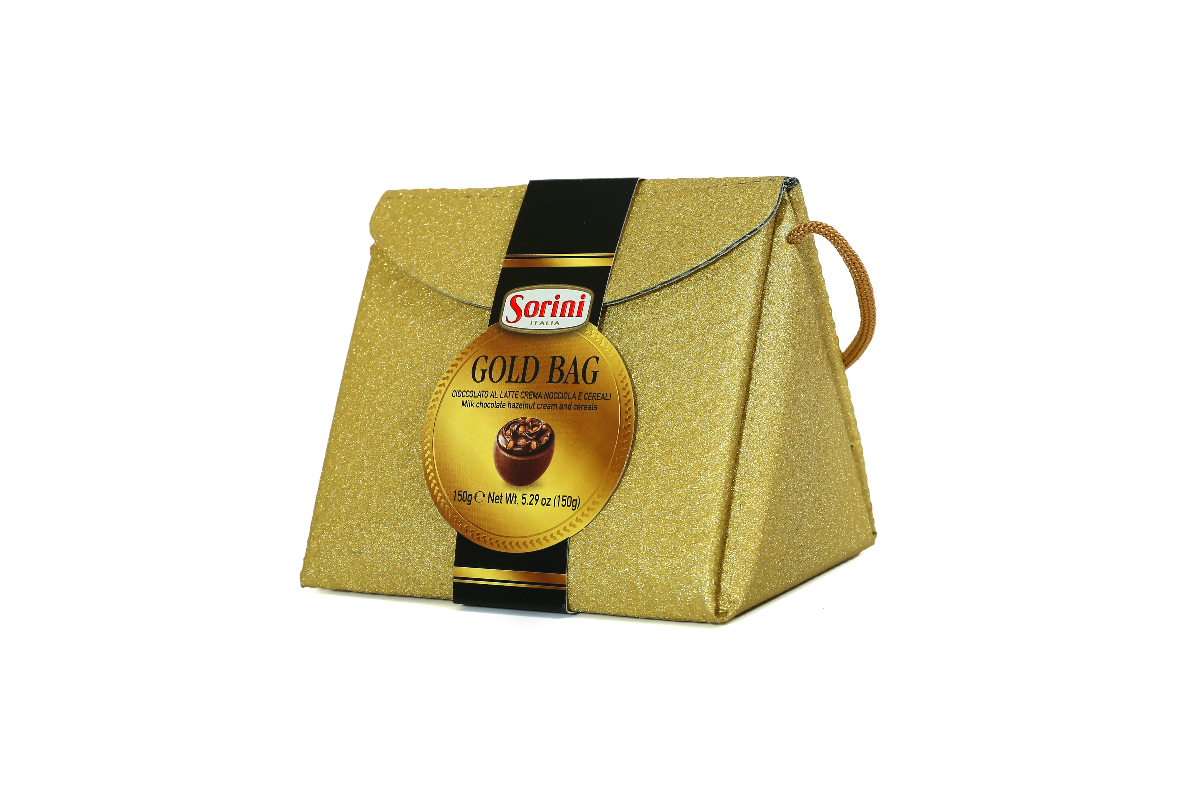 Czekoladki mleczne Gold Bag z kremem orzechowym i płatkami zbożowymi 150 g